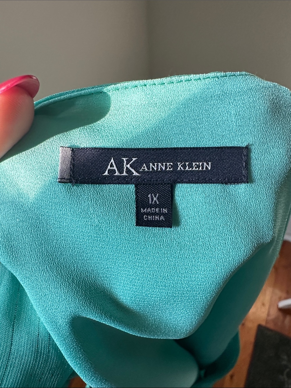 NWT ANNE KLEIN Turquoise Y2K Deadstock Ruffle Preppy Vacation Shimmer Blouse 1X - Picture 4 of 6